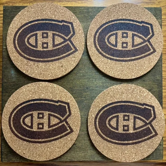 Canadiens Logo Cork Coasters Set of 4 Reserved For @up_north_and_co - Picture 8 of 10